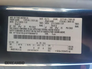 2015 Ford F-150 XLT with VIN 1FTEW1EG1FFB00873, listed as a Copart auction lot 84659894 with 145,346 mi miles and Salvage Title. Bid and sale history available at carsss.com. Image 12.