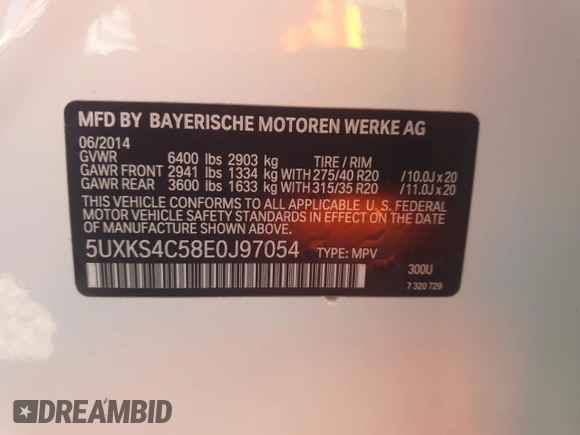 2014 BMW X5 xDrive35d with VIN 5UXKS4C58E0J97054, listed as a Copart auction lot 54004065 with 157,151 mi miles and Clean Title. Bid and sale history available at carsss.com. Image 12.