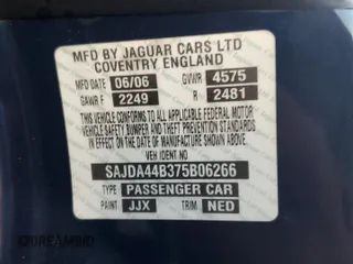 2007 Jaguar XK with VIN SAJDA44B375B06266, listed as a Copart auction lot 73837554 with 0 mi miles and Non Repairable. Bid and sale history available at carsss.com. Image 13.