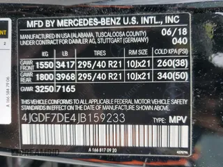 2018 Mercedes-Benz GLS with VIN 4JGDF7DE4JB159233, listed as a Copart auction lot 49883295 with 76,040 mi miles and Salvage Title. Bid and sale history available at carsss.com. Image 16.