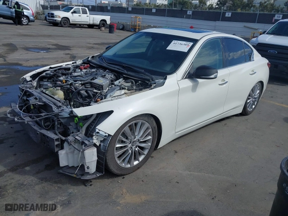 2018 Infiniti Q50 3.0t LUXE with VIN JN1EV7APXJM356030, listed as a IAAI auction lot 41736389 with 55,299 mi miles. Bid and sale history available at carsss.com. Image 17.