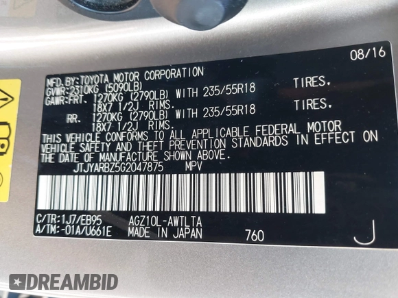 2016 Lexus NX 200t with VIN JTJYARBZ5G2047875, listed as a IAAI auction lot 41228224 with 176,567 mi miles. Bid and sale history available at carsss.com. Image 9.