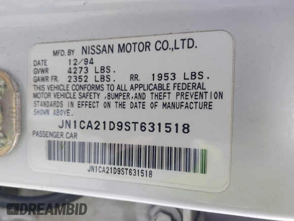 1995 Nissan Maxima GLE с VIN JN1CA21D9ST631518, выставлен на аукционе IAAI как лот 41604703 с пробегом 125 150 миль миль и . История ставок и продаж доступна на DreamBid. Изображение 9.