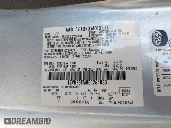 2014 Ford Mustang V6 с VIN 1ZVBP8EM8E5264833, выставлен на аукционе IAAI как лот 41399611 с пробегом 184 439 миль миль и . История ставок и продаж доступна на DreamBid. Изображение 9.
