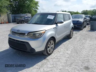2014 Kia Soul + with VIN KNDJP3A57E7725296, listed as a IAAI auction lot 42084611 with 223,610 mi miles. Bid and sale history available at carsss.com. Image 2.