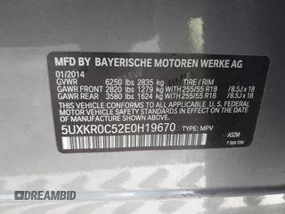 2014 BMW X5 xDrive35i z VIN 5UXKR0C52E0H19670, wystawiony jako IAAI lot #41909590 z przebiegiem 137 758 mil mil oraz . Historia ofert i sprzedaży dostępna na DreamBid. Obrazek 9.