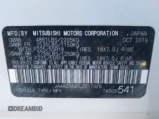 2020 Mitsubishi Outlander ES with VIN JA4AZ3A30LZ017329, listed as a IAAI auction lot 41704168 with 54,259 mi miles and . Bid and sale history available at DreamBid. Image 9.