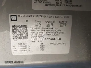 2023 Chevrolet Silverado 1500 Custom with VIN 3GCPDBEK2PG138198, listed as a IAAI auction lot 41023057 with 36,733 mi miles and . Bid and sale history available at DreamBid. Image 9.