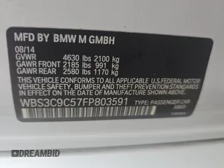 2015 BMW M3 z VIN WBS3C9C57FP803591, wystawiony jako Copart lot #59972975 z przebiegiem 183 051 mil mil oraz Tytuł czysty. Historia ofert i sprzedaży dostępna na DreamBid. Obrazek 10.