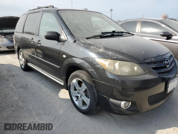 2005 Mazda MPV LX with VIN JM3LW28J550550474, listed as a Copart auction lot 75112994 with 0 mi miles and Salvage Title. Bid and sale history available at carsss.com. Image 4.