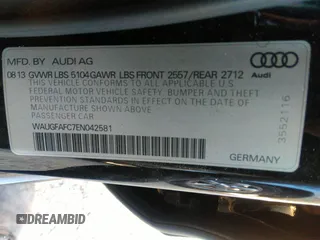 2014 Audi A6 Premium Plus z VIN WAUGFAFC7EN042581, wystawiony jako IAAI lot #34712557 z przebiegiem Nie podano mil oraz . Historia ofert i sprzedaży dostępna na DreamBid. Obrazek 9.