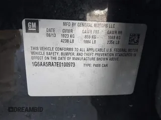 2014 Cadillac ATS Standard RWD with VIN 1G6AA5RA7E0100973, listed as a IAAI auction lot 41795657 with 93,807 mi miles and . Bid and sale history available at DreamBid. Image 9.