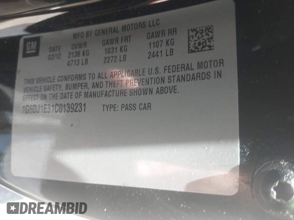 2012 Cadillac CTS Performance z VIN 1G6DJ1E31C0139231, wystawiony jako IAAI lot #42446853 z przebiegiem 102 857 mil mil oraz . Historia ofert i sprzedaży dostępna na DreamBid. Obrazek 9.