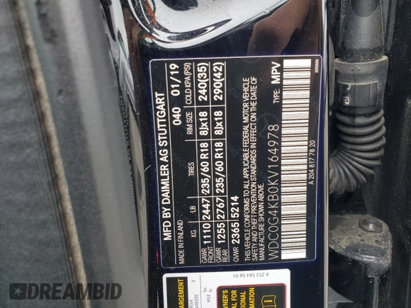 2019 Mercedes-Benz GLC 300 z VIN WDC0G4KB0KV164978, wystawiony jako Copart lot #58817545 z przebiegiem 85 271 mil mil oraz Szkoda całkowita • Salvage title. Historia ofert i sprzedaży dostępna na DreamBid. Obrazek 13.