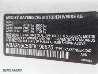 2015 BMW 4 Series 428i xDrive with VIN WBA3N5C58FK198825, listed as a IAAI auction lot 41919172 with 125,421 mi miles. Bid and sale history available at carsss.com. Image 9.