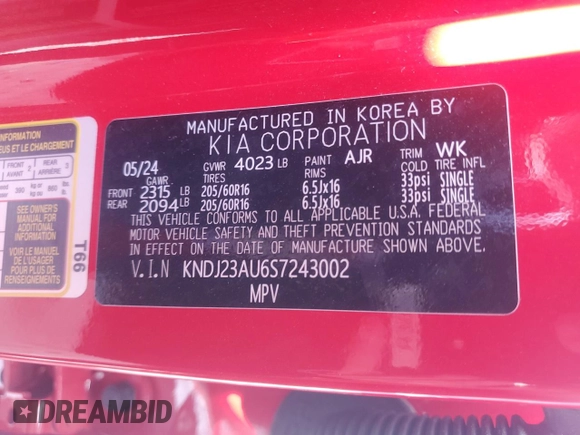 2025 Kia Soul LX with VIN KNDJ23AU6S7243002, listed as a Copart auction lot 53317205 with 16,215 mi miles and Clean Title. Bid and sale history available at carsss.com. Image 13.
