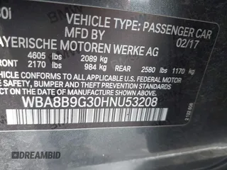 2017 BMW 3 Series 330i with VIN WBA8B9G30HNU53208, listed as a IAAI auction lot 40834514 with 73,119 mi miles. Bid and sale history available at carsss.com. Image 9.