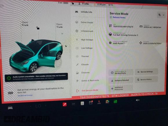 2022 Tesla Model Y Long Range z VIN 7SAYGDEE4NF576275, wystawiony jako Copart lot #53968925 z przebiegiem 30 524 mil mil oraz Szkoda całkowita • Salvage title. Historia ofert i sprzedaży dostępna na DreamBid. Obrazek 9.