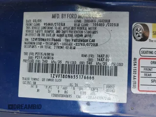 2005 Ford Mustang Deluxe with VIN 1ZVFT80N655176666, listed as a IAAI auction lot 42686893 with 218,881 mi miles and . Bid and sale history available at DreamBid. Image 9.