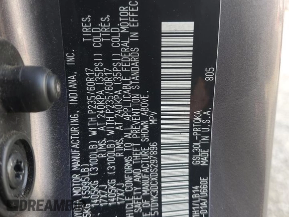2013 Toyota Sienna XLE AAS z VIN 5TDYK3DCXDS297896, wystawiony jako Copart lot #57778165 z przebiegiem 239 360 mil mil oraz Szkoda całkowita • Salvage title. Historia ofert i sprzedaży dostępna na DreamBid. Obrazek 14.