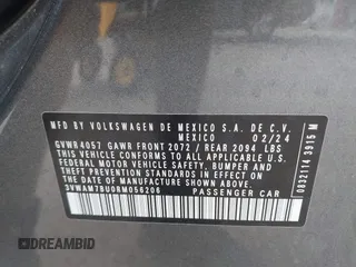 2024 Volkswagen Jetta Sport z VIN 3VWAM7BU0RM056206, wystawiony jako IAAI lot #41115217 z przebiegiem 3 162 mil mil oraz . Historia ofert i sprzedaży dostępna na DreamBid. Obrazek 9.