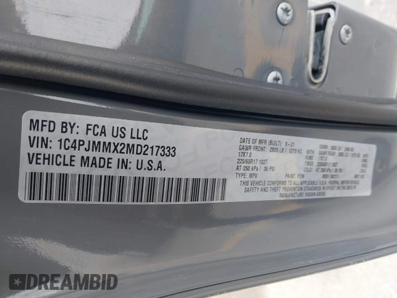 2021 Jeep Cherokee Latitude Lux with VIN 1C4PJMMX2MD217333, listed as a IAAI auction lot 41485843 with 79,044 mi miles and . Bid and sale history available at DreamBid. Image 9.