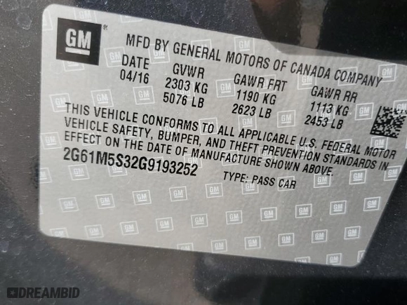 2016 Cadillac XTS Luxury Collection with VIN 2G61M5S32G9193252, listed as a Copart auction lot 53693965 with 66,504 mi miles and Salvage Title. Bid and sale history available at carsss.com. Image 12.
