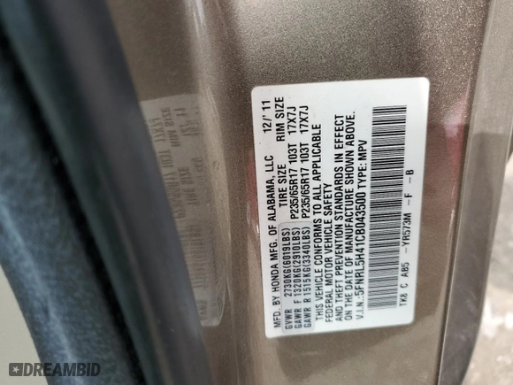 2012 Honda Odyssey EX with VIN 5FNRL5H41CB043500, listed as a Copart auction lot 52596545 with 235,115 mi miles and Clean Title. Bid and sale history available at carsss.com. Image 13.