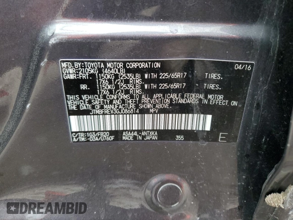 2016 Toyota RAV4 LE with VIN JTMBFREV3GJ086814, listed as a Copart auction lot 51592355 with 90,672 mi miles and Clean Title. Bid and sale history available at DreamBid. Image 14.
