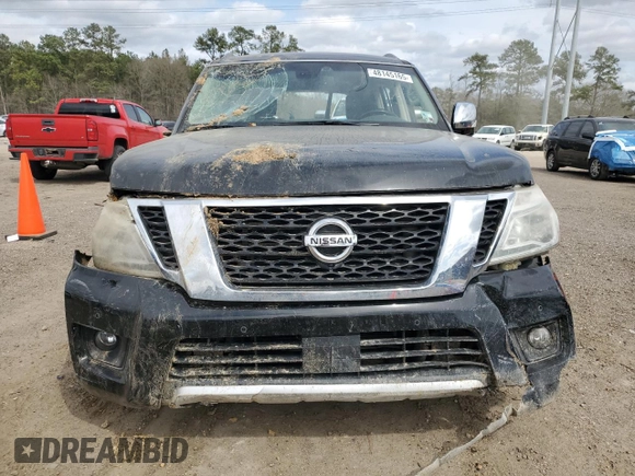 2017 Nissan Armada Platinum with VIN JN8AY2NF8H9301150, listed as a Copart auction lot 48145165 with 121,835 mi miles and Salvage Title. Bid and sale history available at carsss.com. Image 5.
