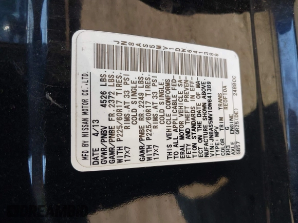2013 Nissan Rogue S with VIN JN8AS5MV1DW641389, listed as a IAAI auction lot 42090826 with 91,845 mi miles and . Bid and sale history available at DreamBid. Image 9.