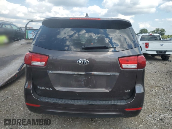 2017 Kia Sedona LX with VIN KNDMB5C17H6333432, listed as a Copart auction lot 67005714 with 91,393 mi miles and Salvage Title. Bid and sale history available at carsss.com. Image 6.