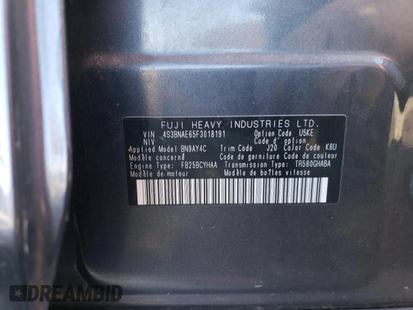 2015 Subaru Legacy 2.5i Premium with VIN 4S3BNAE65F3018191, listed as a Copart auction lot 44879203 with 113,363 mi miles. Bid and sale history available at carsss.com. Image 12.