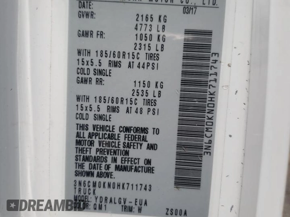 2017 Nissan NV200 S с VIN 3N6CM0KN0HK711743, выставлен на аукционе Copart как лот 63479305 с пробегом 127 452 миль миль и Чистый • Clean title. История ставок и продаж доступна на DreamBid. Изображение 13.