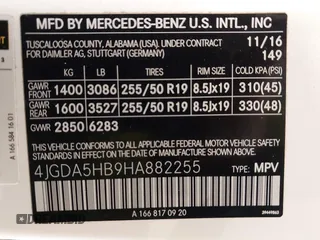2017 Mercedes-Benz GLE 350 with VIN 4JGDA5HB9HA882255, listed as a IAAI auction lot 41803504 with 53,159 mi miles and . Bid and sale history available at DreamBid. Image 9.