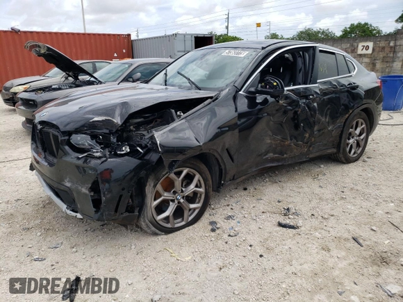 2022 BMW X4 xDrive30i with VIN 5UX33DT09N9J72228, listed as a Copart auction lot 57363773 with 0 mi miles. Bid and sale history available at carsss.com. Image 1.
