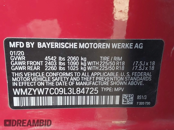 2020 MINI Countryman Cooper S with VIN WMZYW7C09L3L84725, listed as a IAAI auction lot 41599883 with 72,814 mi miles and . Bid and sale history available at DreamBid. Image 9.