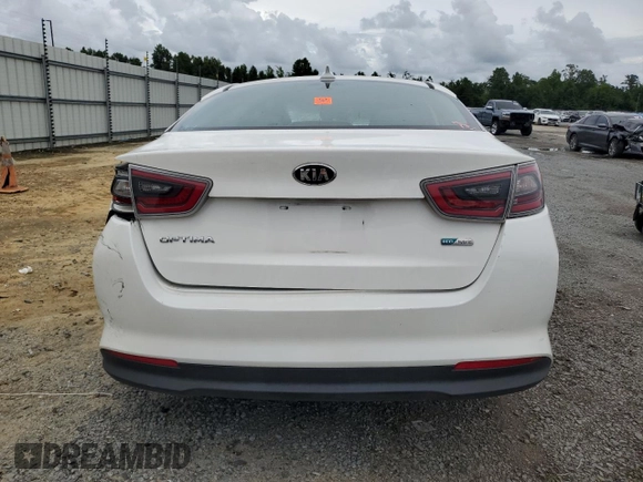 2016 Kia Optima Hybrid with VIN KNAGM4ADXG5094622, listed as a Copart auction lot 66129294 with 0 mi miles and Salvage Title. Bid and sale history available at carsss.com. Image 6.