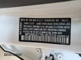 2011 Porsche Panamera S с VIN WP0AB2A77BL062518, выставлен на аукционе Copart как лот 61376045 с пробегом 76 032 миль миль и Чистый • Clean title. История ставок и продаж доступна на DreamBid. Изображение 12.