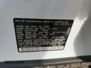 2024 Volkswagen Atlas SE z VIN 1V2HR2CAXRC571675, wystawiony jako Copart lot #80118324 z przebiegiem 6 839 mil mil oraz Szkoda całkowita • Salvage title. Historia ofert i sprzedaży dostępna na DreamBid. Obrazek 13.
