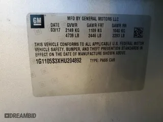2017 Chevrolet Impala LT with VIN 1G1105S3XHU204892, listed as a Copart auction lot 51990695 with 83,890 mi miles and Salvage Title. Bid and sale history available at carsss.com. Image 14.