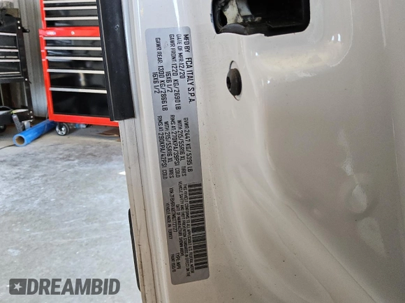 2021 Ram ProMaster City Cargo Tradesman with VIN ZFBHRFAB7M6T72727, listed as a Copart auction lot 66628784 with 57,722 mi miles and Clean Title. Bid and sale history available at DreamBid. Image 13.
