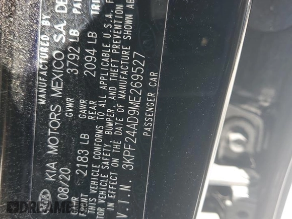 2021 Kia Forte LXS with VIN 3KPF24AD9ME269527, listed as a Copart auction lot 56896375 with 75,513 mi miles and Salvage title. Bid and sale history available at DreamBid. Image 12.