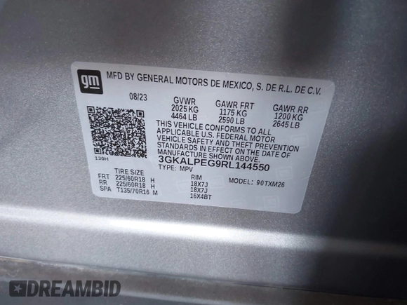 2024 GMC Terrain SLT with VIN 3GKALPEG9RL144550, listed as a IAAI auction lot 42720045 with 43,941 mi miles and . Bid and sale history available at DreamBid. Image 9.