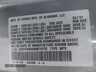2021 Honda Passport Touring z VIN 5FNYF8H9XMB019732, wystawiony jako IAAI lot #41459208 z przebiegiem 41 745 mil mil oraz . Historia ofert i sprzedaży dostępna na DreamBid. Obrazek 9.