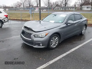 2014 Infiniti Q50 Premium with VIN JN1BV7AR7EM686881, listed as a IAAI auction lot 41812109 with 161,994 mi miles. Bid and sale history available at carsss.com. Image 2.