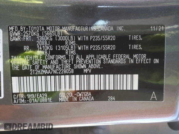 2022 Lexus RX with VIN 2T2HZMAA7NC228058, listed as a Copart auction lot 46857225 with 34,510 mi miles and Salvage Title. Bid and sale history available at carsss.com. Image 13.