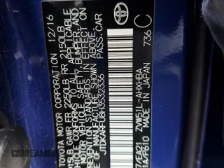2017 Toyota Prius Two z VIN JTDKARFU8H3532336, wystawiony jako Copart lot #51109475 z przebiegiem Nie podano mil oraz Szkoda całkowita • Salvage title. Historia ofert i sprzedaży dostępna na DreamBid. Obrazek 16.