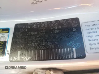 2015 Kia Cadenza Premium with VIN KNALN4D74F5192626, listed as a Copart auction lot 44785085 with 82,313 mi miles and Salvage Title. Bid and sale history available at carsss.com. Image 12.