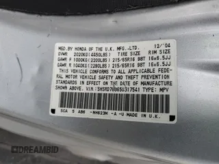 2005 Honda CR-V EX with VIN SHSRD78865U317541, listed as a Copart auction lot 56098045 with 164,303 mi miles and Clean Title. Bid and sale history available at DreamBid. Image 13.